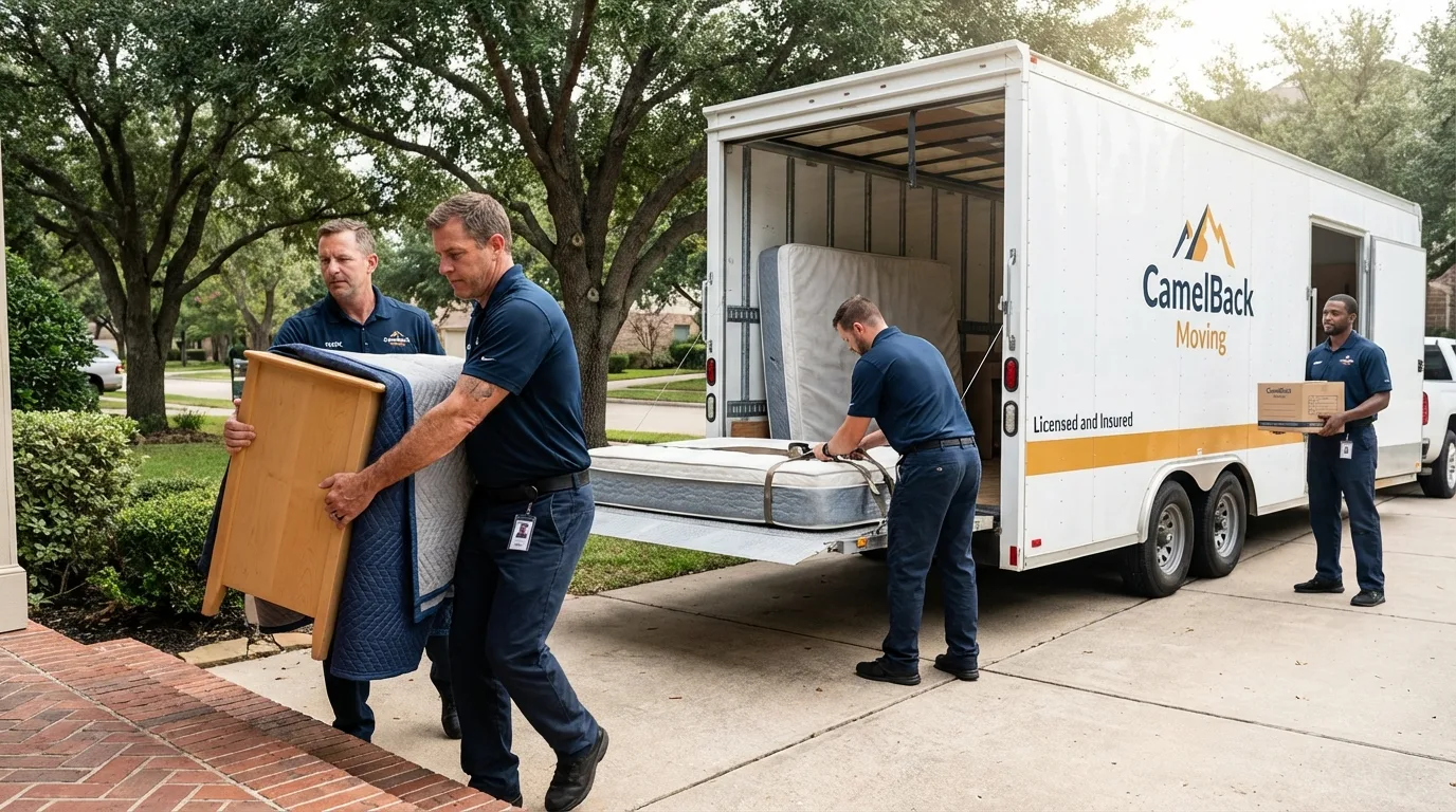Crew loading residential truck for cross-state move from Ovid, MI